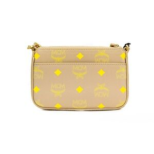MCM Color Splash Logo Croissant Smooth Leather Mini Pouch Crossbody Handbag